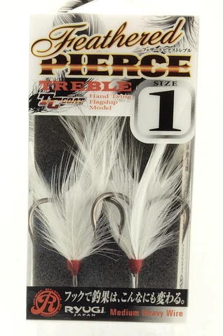 feather hook fishing Ryugi Feathered Pierce Treble 5 White
