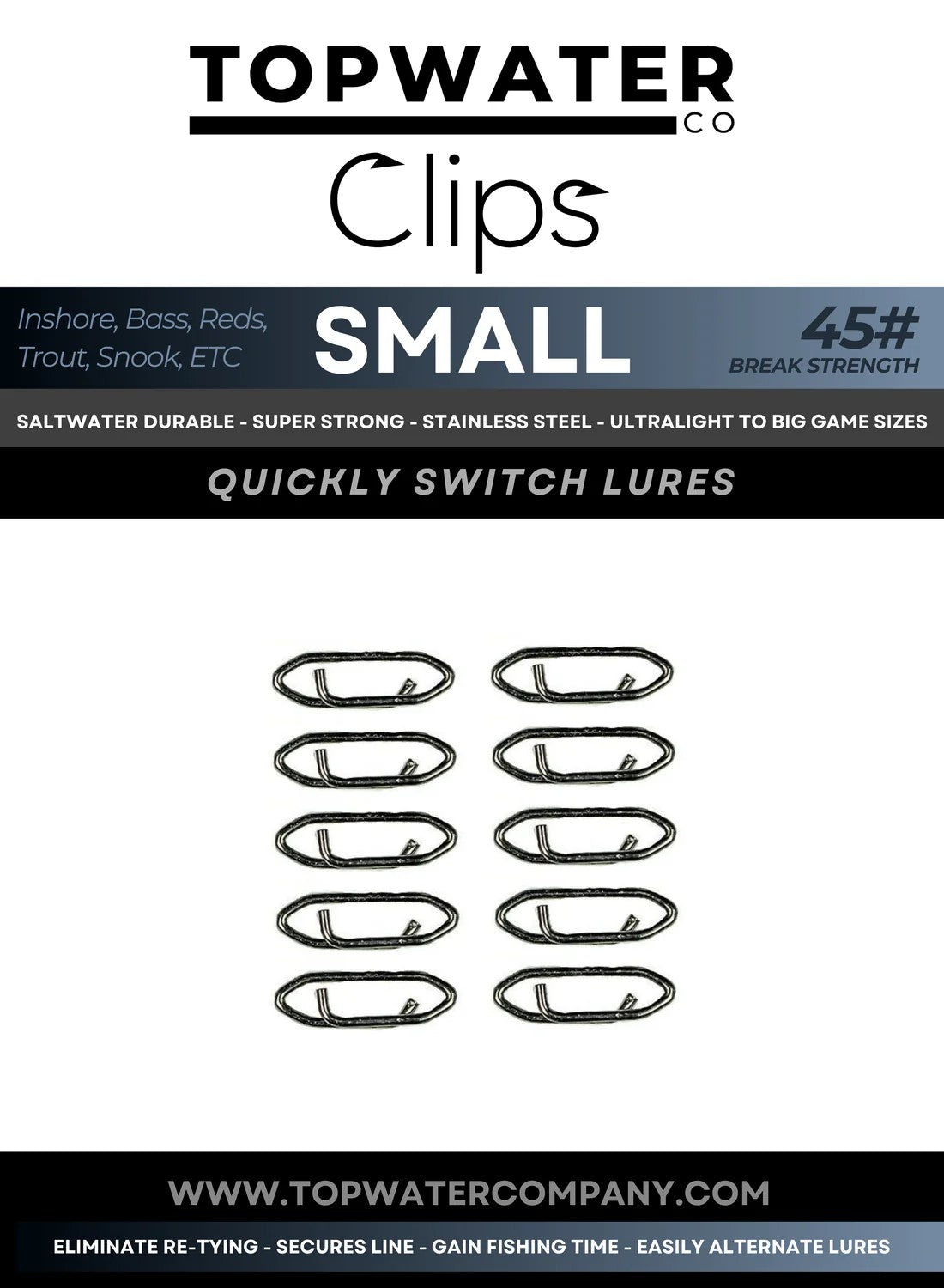 Topwater Co Speed Clips 25 Pack / Medium