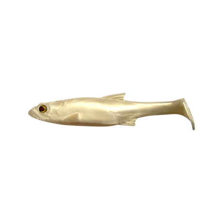 Bass Mafia Daingerous SwimBait in Albino color showcased on a white background