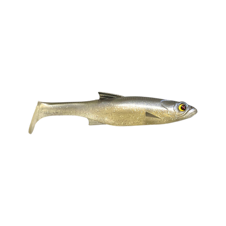 Bass Mafia Daingerous SwimBait with a Black Back Shad on a white background