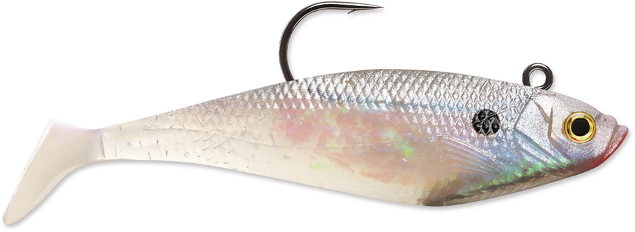 cream 3 shad fishing lures D.O.A. 3" C.A.L Tail 418 Melon Back body swim baits have a hook and weight molded in Creme Lures Spoiler Shad Bait